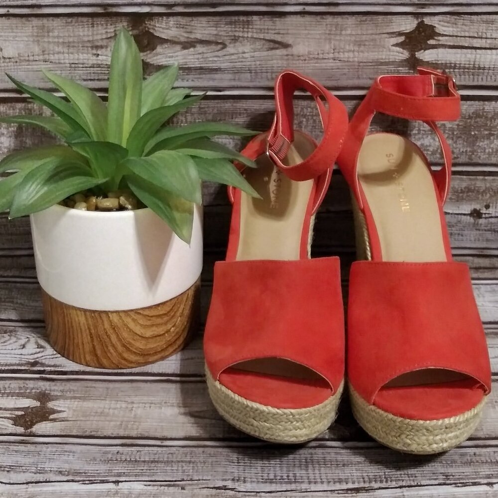 Sun + Stone Suede Platform Heels Casual Sandals Cora Size 11